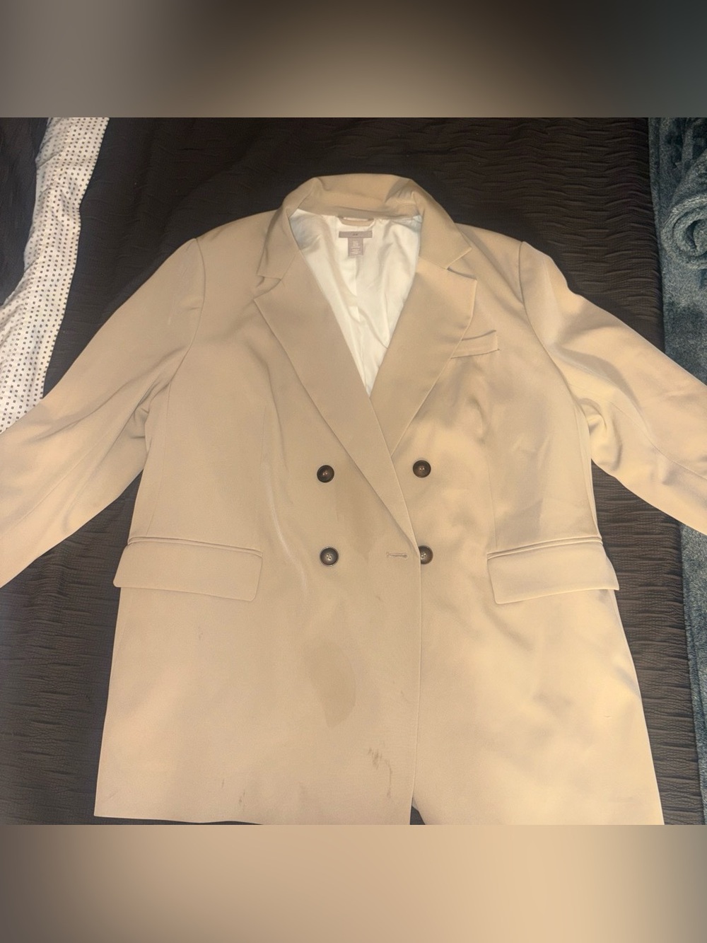 H&M Women's Double-Breasted Beige Blazer